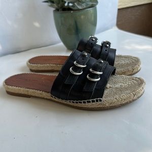 Rag & Bone Jules Espadrille Slide Sandal, Black-Sz EU 39-US 10